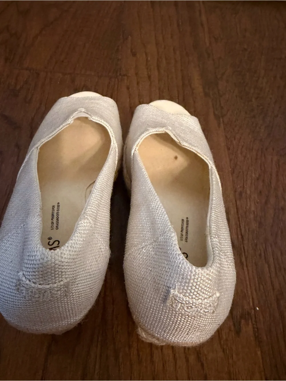 TOMS Michelle Natural Canvas Espadrille Open Toe Wedge Sandals Size 8 - Picture 7 of 15